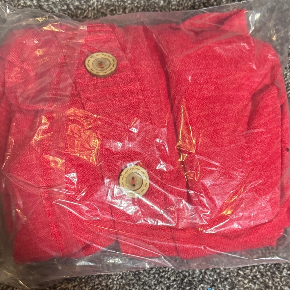 Women's Red Cardigan Sweater